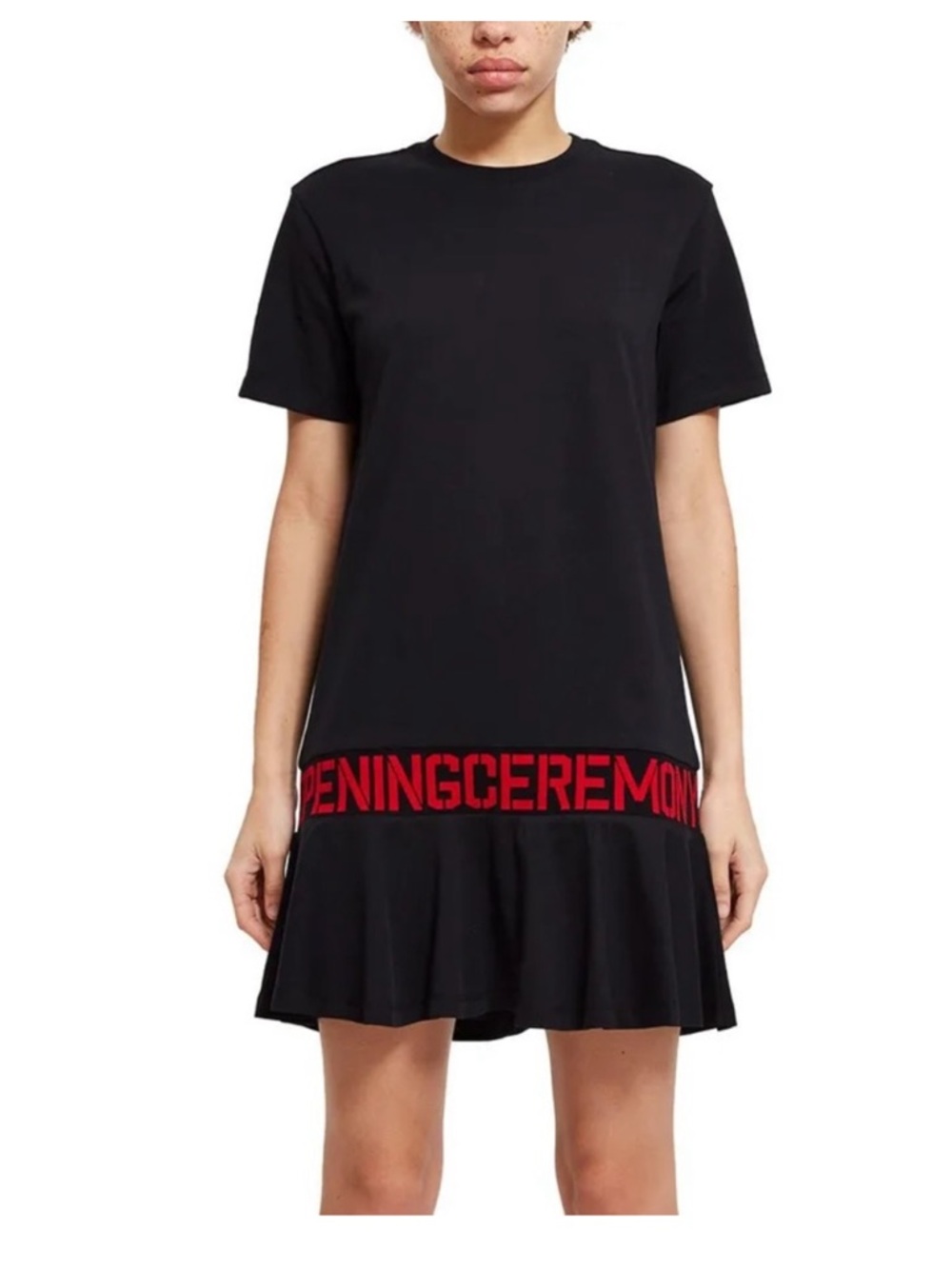 Opening Ceremony Black Dress with Red Logo Hem